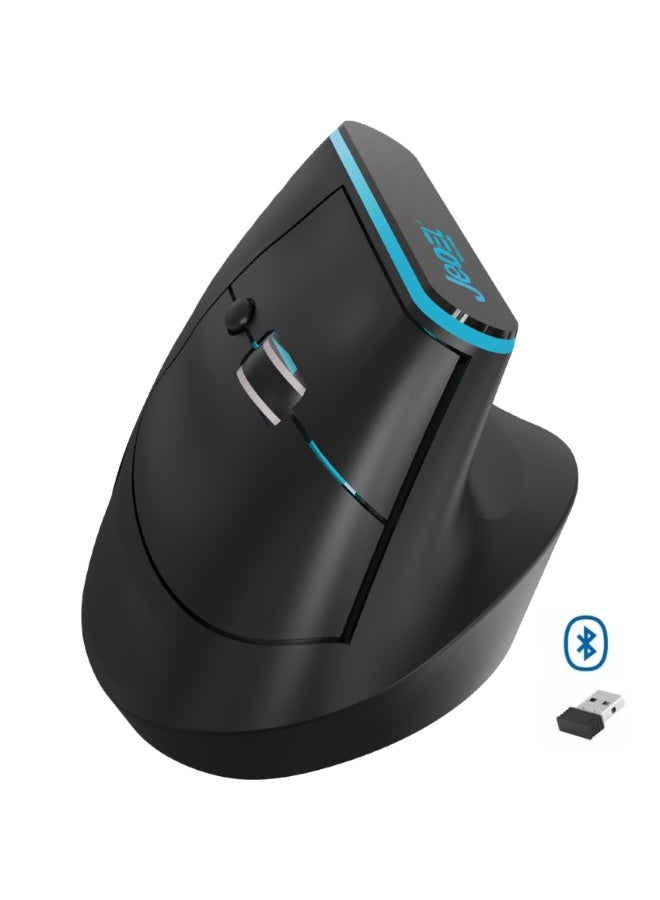 JeDEL W925P Vertical Wireless Mouse, Dual Mode Wireless, Bluetooth - 4800 DPI - Silent Clicks - Recharchable Battery USB C -RGB Lighting - Image 1